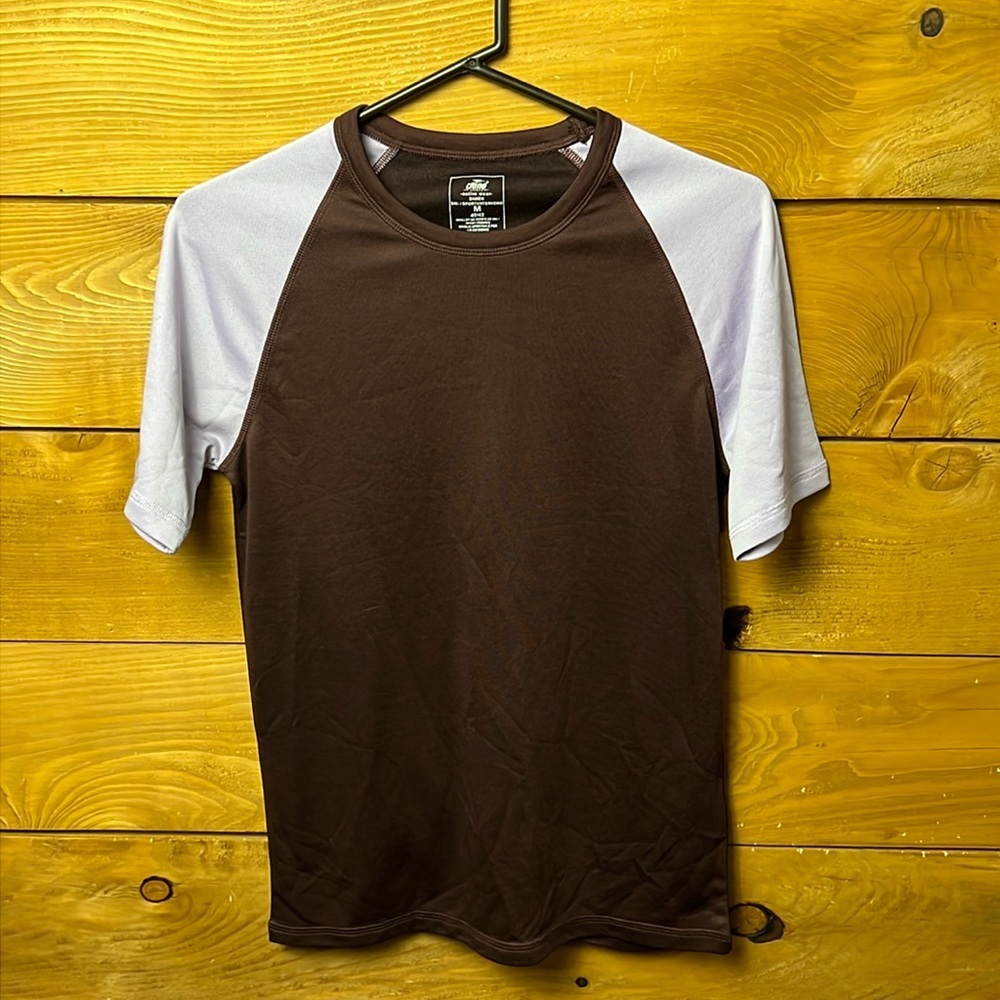 Crane‎ Sports Activewear women’s shirt short sleeve dark burgundy violet workout